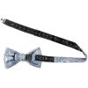 Blue and Silver Paisley Handmade Mens Bow Tie 