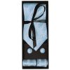 Mens Dusty Blue Textured Stripe Silk Classic Tie Pocket Square and Cufflinks Box Set