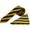 Black and Gold Striped Skinny Men's Tie and Pocket Square Set