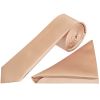 Plain Nude Satin Boys Tie and Pocket Square Set