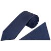 French Navy Silk Twill Classic Mens Tie and Pocket Square Set