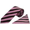 Black and Pink Striped Classic Men's Tie and Pocket Square Set