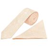 Light Peach and White Floral Skinny Boys Tie and Pocket Square Set