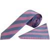 Pink and Light Blue Striped Skinny Men's Tie and Pocket Square Set
