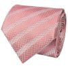 Mens Dusty Pink Textured Stripe Silk Classic Tie Pocket Square and Cufflinks Box Set