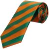 Orange and Green Striped Classic Men's Tie and Pocket Square Set