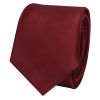 Plain Burgundy Satin Skinny Men's Tie and Pocket Square Set