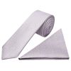 Plain Lilac Textured Silk Skinny Men's Tie and Pocket Square Set