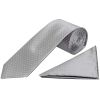 Silver and White Polka Dot Classic Men's Tie Pocket Square Set