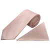 Plain Rose Gold Textured Silk Classic Men's Tie and Pocket Square Set