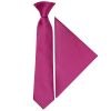 Pre Tied Fuchsia Satin Boys Tie and Pocket Square Set Age 4-7