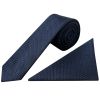 French Navy Textured Skinny Tie and Pocket Square Set