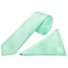 Plain Mint Green Satin Skinny Boys Tie and Pocket Square Set