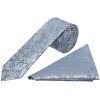 Dusty Blue Floral Skinny Boys Tie and Pocket Square Set