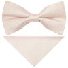 Pre Tied Blush Self Floral Textured Silk Boys Bow Tie and Pocket Square Set