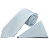 Plain Steel Blue Silk Classic Men's Tie and Pocket Square Set