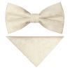 Pre Tied Ivory Floral Boys Bow Tie and Pocket Square Set