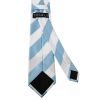 Sky Blue and White Striped Classic Men's Football Tie and Pocket Square Set