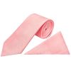 Plain Blush Rose Satin Classic Mens Tie and Pocket Square Set