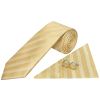 Mens Gold Textured Stripe Silk Classic Tie Pocket Square and Cufflinks Box Set