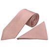 Plain Rose Gold Silk Classic Men's Tie and Pocket Square Set