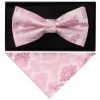 Dusty Pink Paisley Handmade Mens Bow Tie and Pocket Square Set