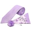 Classic Lilac Mens Tie with Pocket Square and Lapel Pin Set