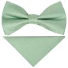 Pre Tied Sea Grass Silk Boys Bow Tie and Pocket Square Set Age 4-7