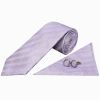 Mens Lilac Textured Stripe Silk Classic Tie Pocket Square and Cufflinks Box Set