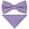 Pre Tied Lilac Satin Boys Bow Tie and Pocket Square Set