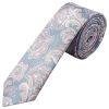 Blue and Pink Paisley Skinny Mens Tie and Pocket Square Set