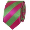 Pink and Lime Striped Skinny Men's Tie