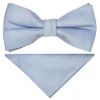 Pre Tied Dusty Blue Boys Bow Tie and Pocket Square Age 4-7