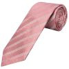 Mens Dusty Pink Textured Stripe Silk Classic Tie Pocket Square and Cufflinks Box Set
