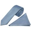 Light Blue Silk Twill Skinny Mens Tie and Pocket Square Set