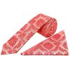 Coral Pink Paisley Skinny Boys Tie and Pocket Square Set