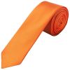 Plain Orange Satin Skinny Men's Tie and Pocket Square Set