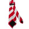 Red and White Striped Hand Made Classic Men's Football Tie and Pocket Square Set