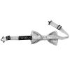 Pre Tied Silver Floral Boys Bow Tie and Pocket Square Set