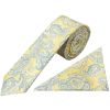 Yellow and Blue Paisley Skinny Mens Tie and Pocket Square Set