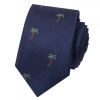 Navy Palm Tree Silk Skinny Men's Tie