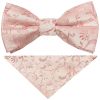 Pre Tied Rose Gold Floral Boys Bow Tie and Pocket Square Set