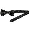 Hand Made Black And White Polka Dot Mens Bow Tie and Pocket Square Set