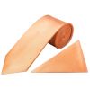 Plain Peach Satin Silk Classic Men's Tie and Pocket Square Set