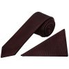 Burgundy Silk Twill Skinny Mens Tie and Pocket Square Set