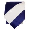 Navy and White Striped Hand Made Skinny Men's Football Tie