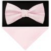Plain Blush Pink Handmade Mens Bow Tie and Pocket Square Set
