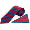 Red and Blue Striped Classic Men's Tie and Pocket Square Set