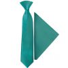 Pre Tied Teal Satin Boys Tie and Pocket Square Set Age 4-7