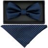 Navy Mens Bow Tie and Pocket Square Set